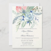 水彩青桃色結婚 招待状 (正面)