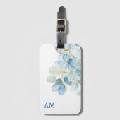 水彩青植物紫陽花モノグラム ラゲッジタグ (正面縦)