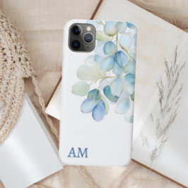 水彩青植物紫陽花モノグラム iPhone 11 PRO MAXケース