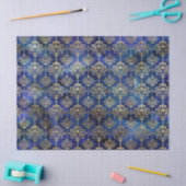 水彩青模様(金ゴールドダマスク付) 薄葉紙 (クラフト)