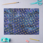 水彩青模様(金ゴールド星付) 薄葉紙 (クラフト)
