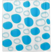 水彩青水泡幾何学的パターン シャワーカーテン (正面)