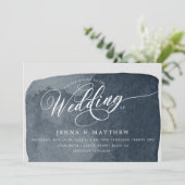 水彩青水洗モダン結婚液 招待状 (スタンド正面)