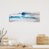 水彩青氷氷山の風景 ポスター (キッチン)