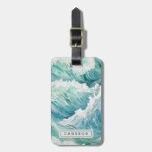 水彩青波名前をカスタムする ラゲッジタグ (正面縦)