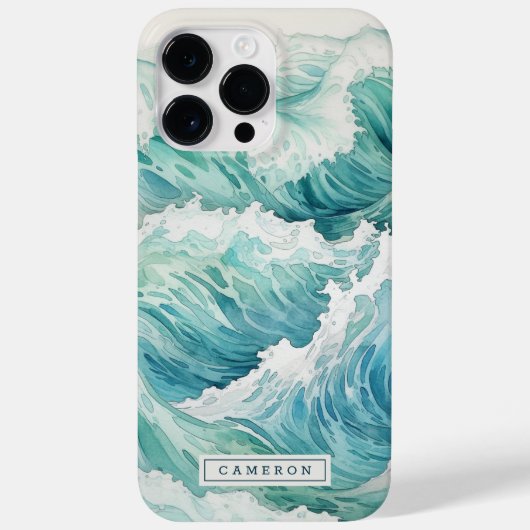 水彩青波名前をカスタムする Case-Mate iPhoneケース (裏面)