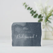 水彩青洗花嫁付き招待状 ポストカード (スタンド正面)