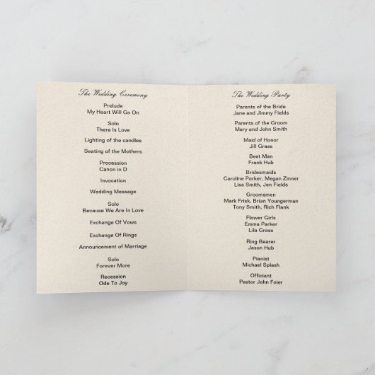 水彩青海ビーチ結婚式 プログラム (内部)