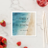 水彩青海砂ビーチ結婚式 スタンダードカクテルナプキン (インサイチュ)