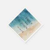 水彩青海砂ビーチ結婚式 スタンダードカクテルナプキン (角)