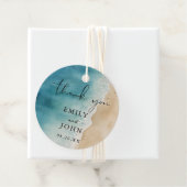 水彩青海砂ビーチ結婚式 フェイバータグ (インサイチュ)