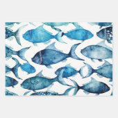 水彩青海魚 | キッズパタ航海のーン ラッピングペーパーシート (正面2)