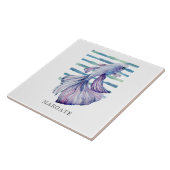 水彩青熱帯魚ビーチマーガート タイル (側面)