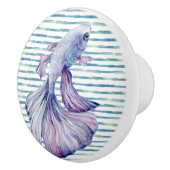 水彩青熱帯魚ビーチ休暇 セラミックノブ (右)