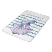 水彩青熱帯魚ビーチ休暇 バスマット (アングル)