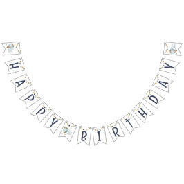 水彩青熱気球バンティングフラグ バンティングフラッグ