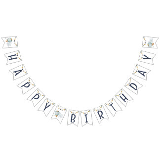 水彩青熱気球バンティングフラグ バンティングフラッグ