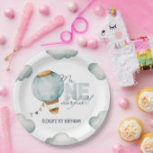 水彩青熱気球Mr.OneDerful Boy ペーパープレート (パーティー)