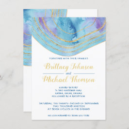 水彩青瑪瑙(金箔結婚付) 招待状