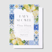 水彩青瓦レモン赤ちゃんイタリアンシャワー ベラム紙招待状 (オフセット)