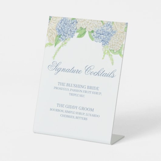 水彩青白あじさいカクテルメニュー 台座サイン (正面)