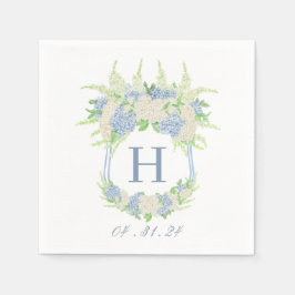 水彩青白あじさい紋 スタンダードカクテルナプキン