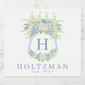 水彩青白あじさい紋 スパークリングワインラベル (シングルラベル)