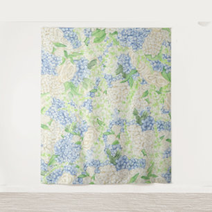水彩青白あじさい紋 タペストリー