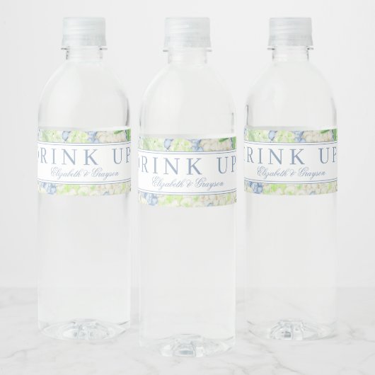 水彩青白あじさい紋 ペットボトルラベル (ボトル)