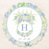 水彩青白あじさい紋 ペーパーコースター (正面)