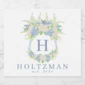 水彩青白あじさい紋 リキュールボトルラベル (シングルラベル)