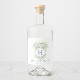 水彩青白あじさい紋 リキュールボトルラベル