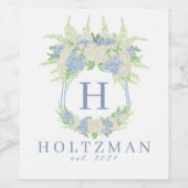 水彩青白あじさい紋 ワインラベル (シングルラベル)