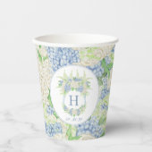 水彩青白あじさい紋 紙コップ (正面)