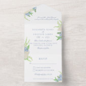 水彩青白あじさい結婚の オールインワン招待状 (内側)