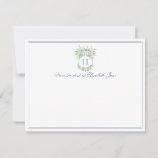 水彩青白あじさい結婚の サンキューカード (正面)