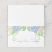 水彩青白あじさい結婚の プレイスカード (外部開封)