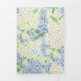 水彩青白あじさい結婚の 三つ折り招待状