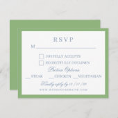 水彩青白あじさい結婚の 出欠カード (正面/裏面)