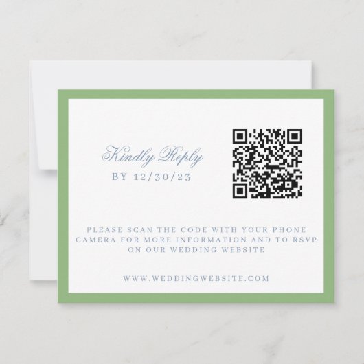 水彩青白あじさい結婚の 出欠カード (正面)