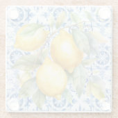 水彩青白イタリアン瓦とレモン ガラスコースター (裏面)