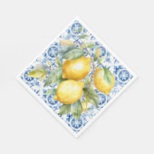 水彩青白イタリアン瓦とレモン スタンダードランチョンナプキン (角)