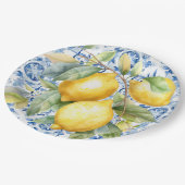 水彩青白イタリアン瓦とレモン ペーパープレート (アングル)