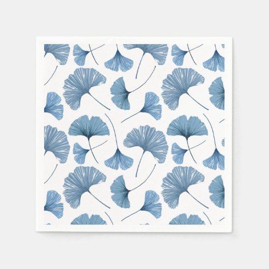 水彩青白イチョウの葉の模様 スタンダードカクテルナプキン (正面)