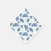 水彩青白イチョウの葉の模様 スタンダードカクテルナプキン (角)