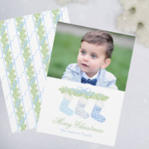 水彩青白クリスマスストッキング写真