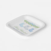 水彩青白クリスマスストッキング ペーパープレート (傾斜あり)