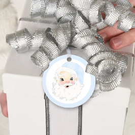 水彩青白サンタヴィンテージサンタ フェイバータグ