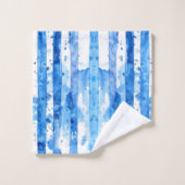 水彩青白ストライプのビーチ バスタオルセット (ウォッシュタオル)