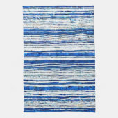 水彩青白ストライプのモダン キッチンタオル (縦)